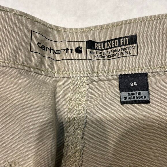 Carhartt Mens Rugged Flex Canvas Work Shorts Khaki Tan Sz 34 BS2514-M Cargo - Picture 3 of 7